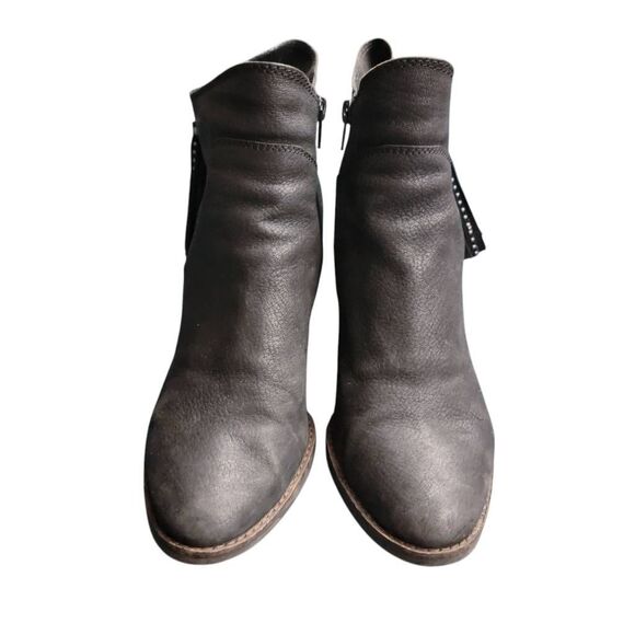 Boots Lucky Brand Black Leather Country Western Bohemian Biker Ankle Booties - Picture 7 of 13